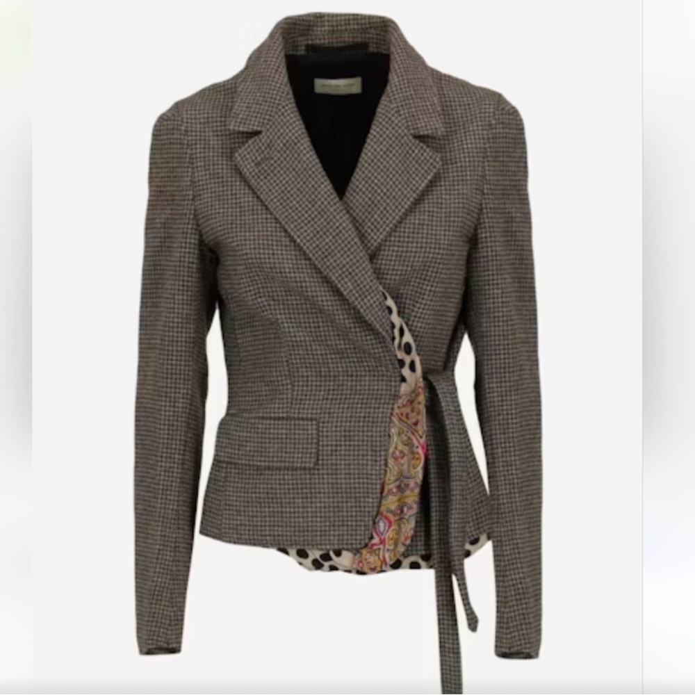 Designer Dries Van Noten Classic Houndstooth Blazer 100% wool Size 36 or US 4